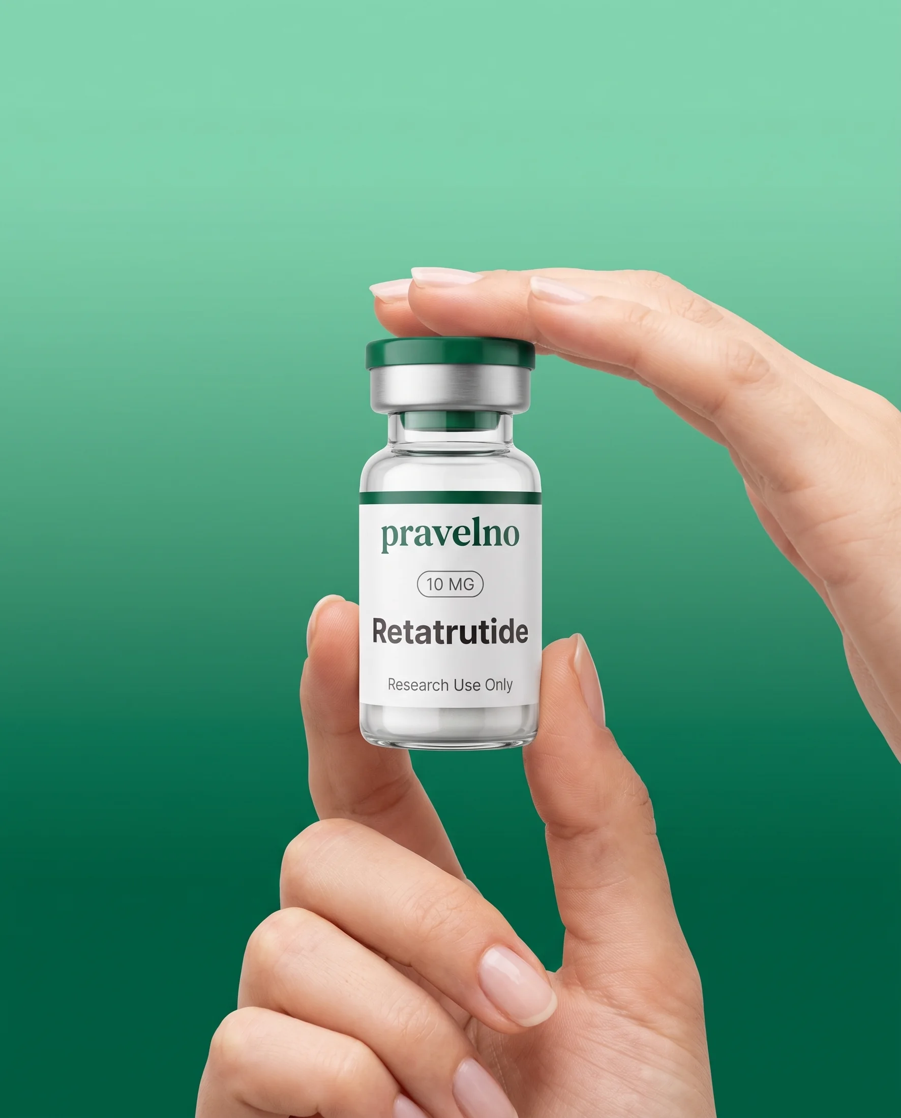 A vial held between two fingers